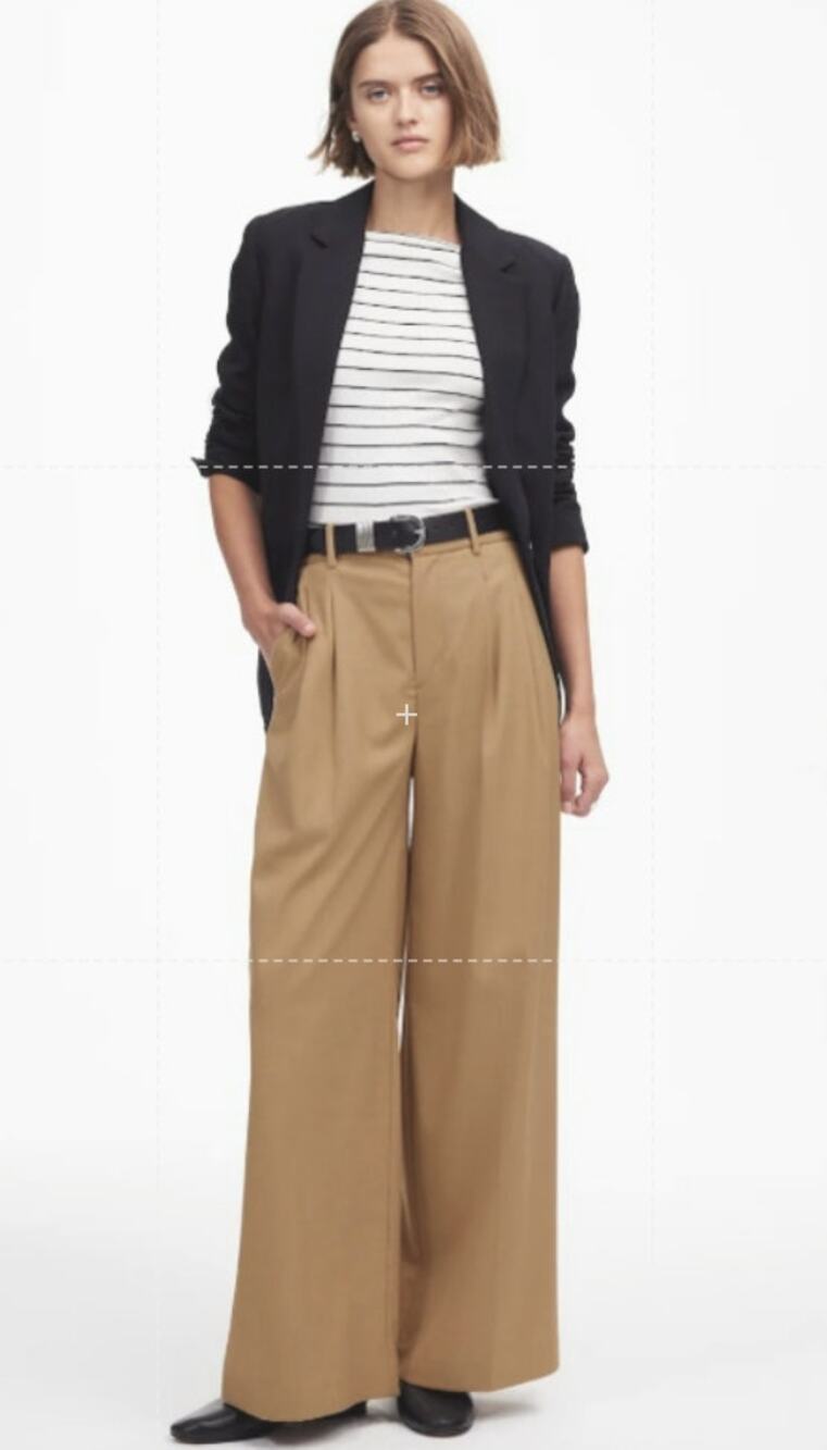 Madewell Harlow Superwide-Leg Trouser WMNS 8 Tan Twill Pleated High Rise NT345